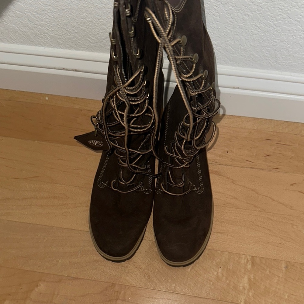 Timberland Brown Lace Up Boots Mid-Calf